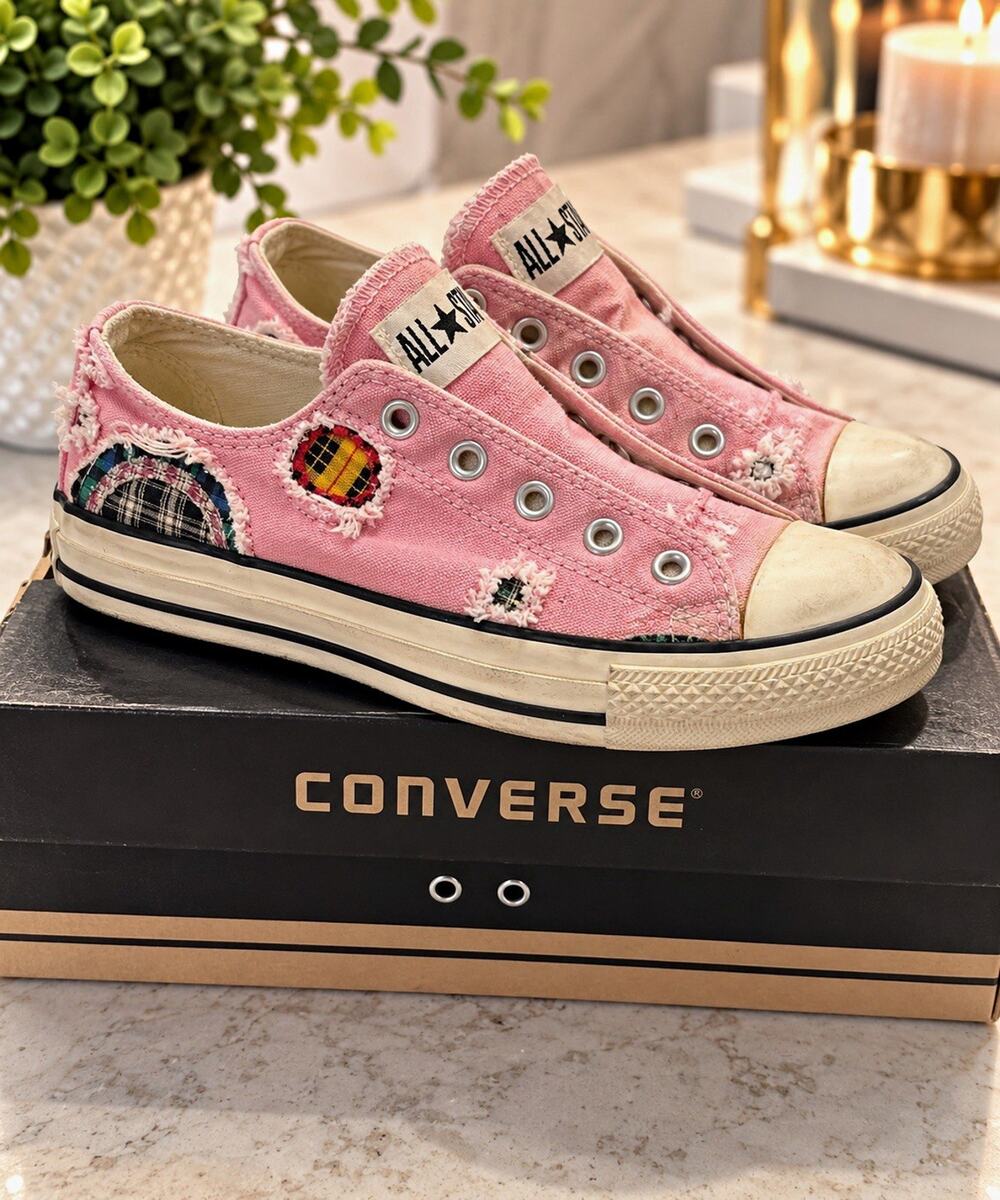 Converse Chuck Taylor All Star CT Slip OX Pink Plaid Low Top Kids 6.5 1W732